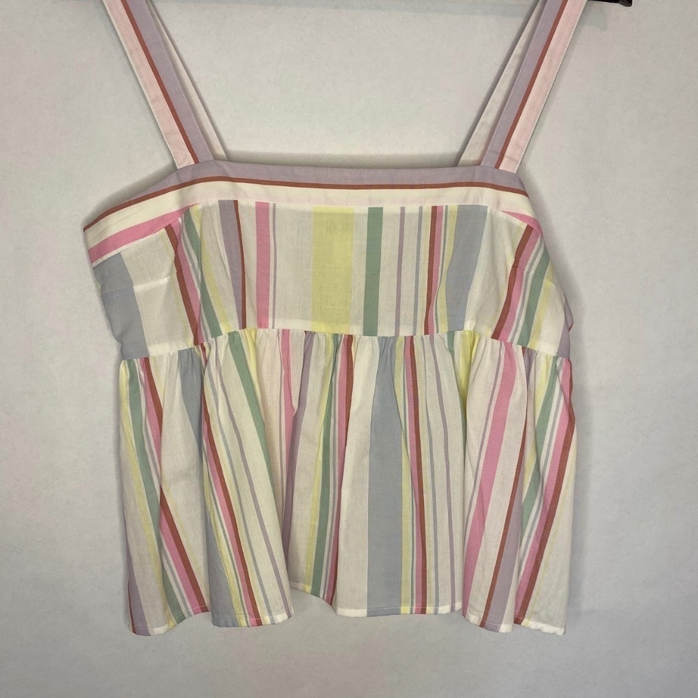 NWT Chelsea & Violet Pastel Stripes Cotton Sleeveless Cami Tank Top NEW